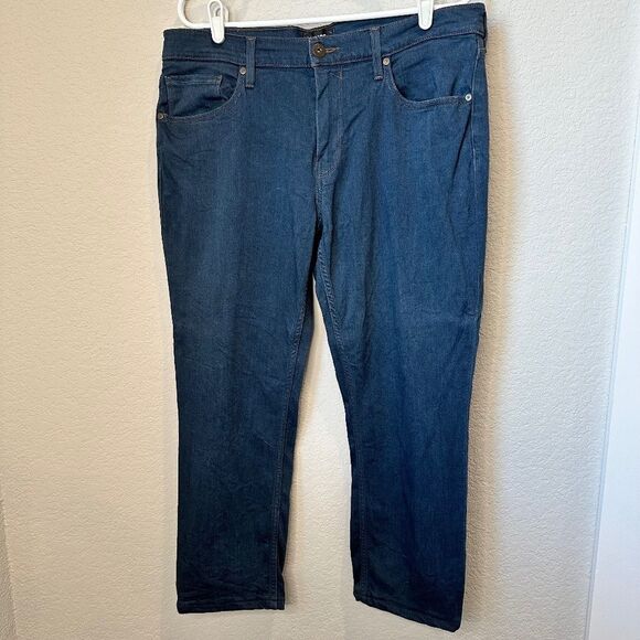 Paige Dark Wash Cropped Straight Leg High Rise Jeans - Size 34 - EUC - Picture 1 of 6
